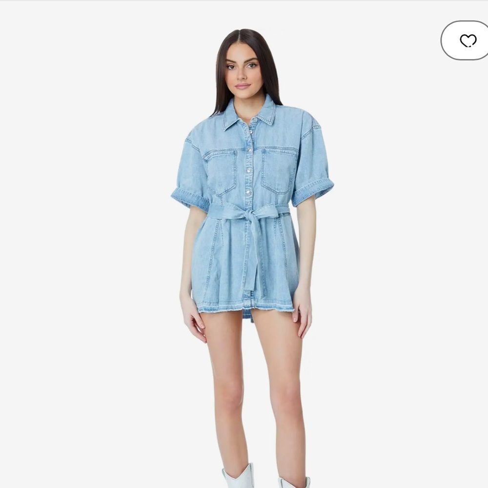 FREE PEOPLE Cotton Jenny‎ Denim Tie-Waist Tunic, Size XSMALL - Picture 9 of 15